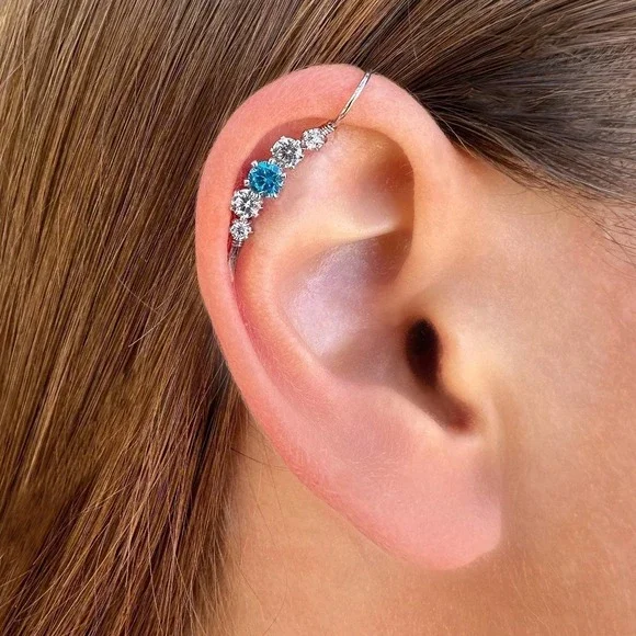 Cute Ear cuffs, No Piercing, Gift for her, Diamond Ear Cuff, Handmade Ear Cuff - Picture 7 of 9